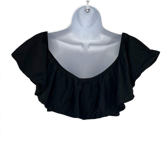 Ruffle Bandeau Bikini Swimsuit Top in Black Size XS - Picture 2 of 5